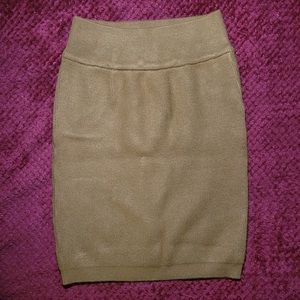 Camel High-Waisted Stretch Knit Mini Skirt